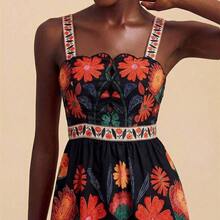 TRVLCHIC Summer Vacation Casual Floral Print Camisole Dress, Summer Fall  Clothes, New Year, Wedding Guest Outfits, Elegant Graduation, Luxury Prom Dress, Casual Outfits,Christmas,Tropical Vacation, Bohemian Outfits, Ibiza Outfits, Western Style - Multicolor - Ver 9