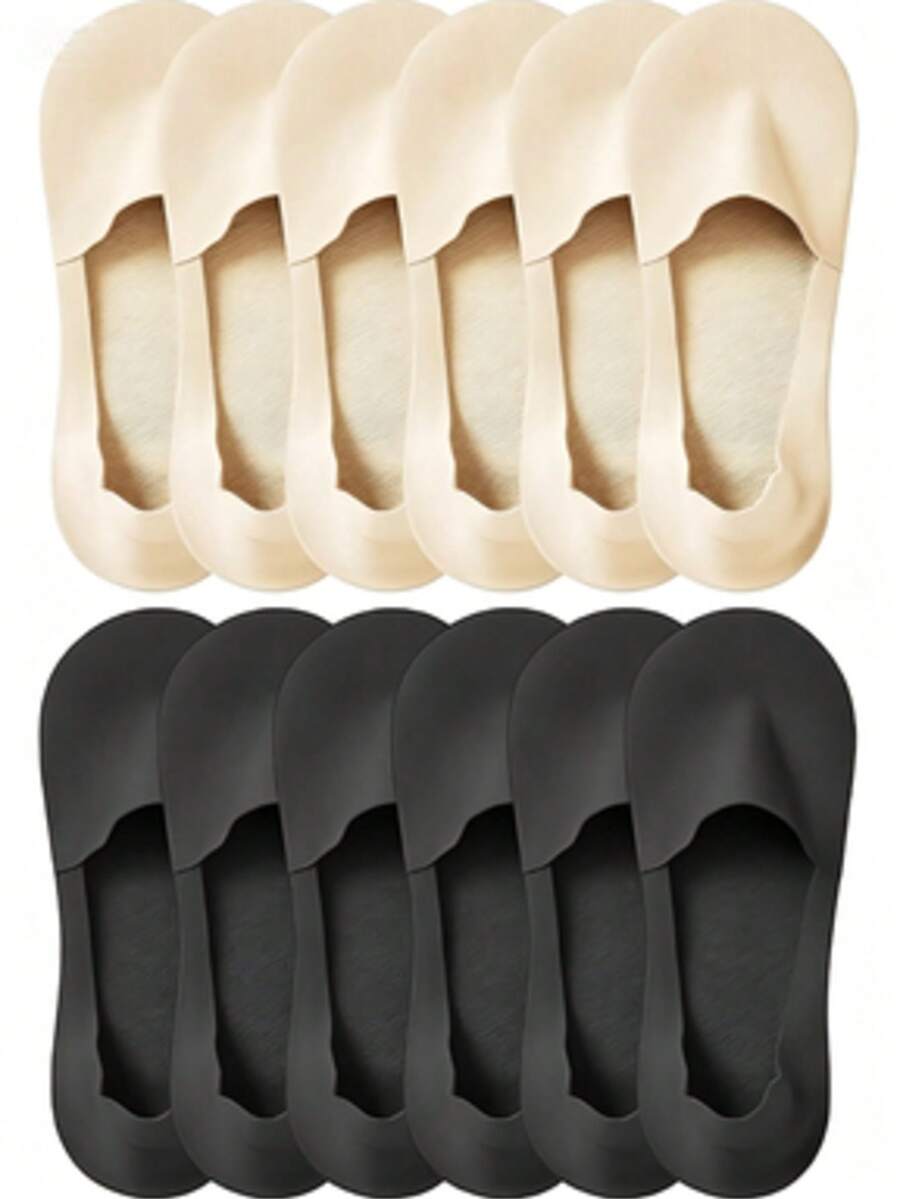 1/4/6/10/12/20 Pairs Thin Non-Slip Breathable Ice Silk Invisible Socks, Can Be Freely Cut - Multicolor - View 1