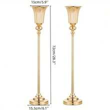 2pcs 28 Inch (Approx. 72cm) High Metal Trumpet Vase, Suitable For Wedding Banquet Anniversary Ceremony Centerpiece Decor, Party Tabletop Gold Flower Stand Ornament/Gold And Silver 2 Colors Available (Flowers Not Included) - 2pcs - View 12