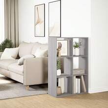 Separador de ambientes con estantería vidaXL Sonoma Gris 69,5x29x103,5cm Aglomerado - Gris - Ver 4
