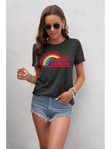 Playera de lectura arcoíris para mujer: camiseta de lectura para profesores, playera divertida con gráficos de arcoíris, regalo para amantes de los libros. - Negro - Ver 2