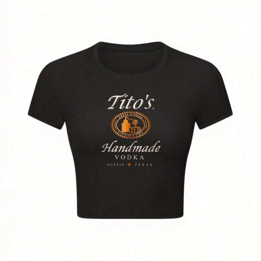Tito'S Handmade Vodka Women'S Black Crop Top T-Shirt - Official Merchandise - màu đen - Xem 1