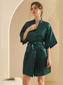 1pc Women's Imitation Silk Cardigan, Sleepwear/Bathrobe/Robe, Women's Robe, Bridesmaid/Bride Robe, Sexy Nightgown. Suitable For Wedding Reception, Wedding Ceremony And Banquet Matching. Spring And Summer Women's Pajamas, Nightgowns, Robes, For Girlfriend Gathering, Home Leisure Robes, Bride's Wedding Dress Robes, Wedding Party Supplies, Outdoor Weddings, Holiday Party Accessories, Bathroom And Home Wear. - Multicolor - View 20