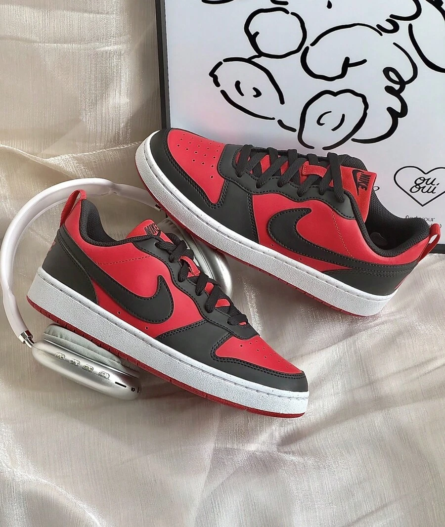 Nike Court Borough Low Recraft Big Kids/Women's Casual Shoes DV5456-123 | Everyday Versatile, Comfortable Fit - 黑紅色 - 查看 1