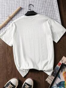 100% Cotton Short-Sleeved T-Shirt With Cowboy Rodeo Graphic Print, Soft Fabric, For Summer, Vacation Outfit, Travel Style, Beach Elegance, Minimalist White For Plus Size Women's Y2K Style Activewear, Round Neck, 100% Cotton, Soft Fabric, Short Sleeve. - 白色 5 - 查看 2
