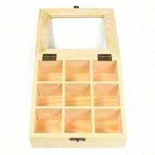 Wooden Tea Bag Jewelry Organizer Chest Storage Box 9 Compartments Tea Box Organizer Wood Sugar Packet Container - Yellow - View 4