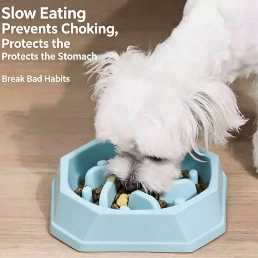 Jungle-Themed Slow Feeder Dog Bowl - Non-Skid Pet Puzzle Bowl Dogs & Cats, Anti-Choke Anti-Bloat Food Dish Fast Eaters, Fun Interactive Feeder Mental Stimulation & (Assorted Colors) JJEV - 藍色 - 查看 1