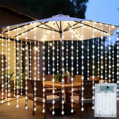 1pc LED Fairy Curtain Lights, Battery Powered, Suitable For Bedroom, Christmas, Halloween, Wedding, Valentine's Day, Mother's Day Decoration - Holiday Decorative Lights, Bedroom LED Atmosphere Fairy Lights, Romantic Scene Background Decor