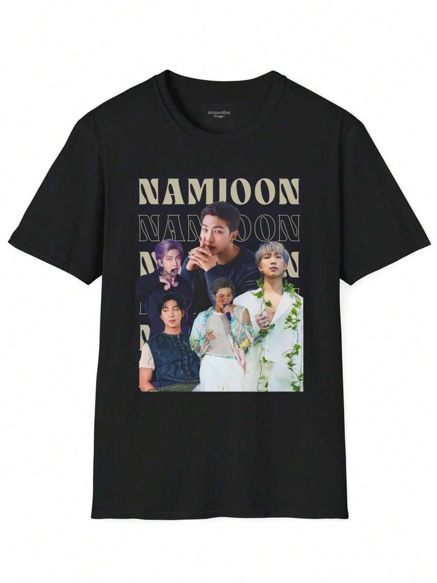Camiseta Namjoon , Camiseta RM  camisa blusa casual mujer blusa elegante mujer ofertas conjunto de mujer chamarras para dama playeras deportivas para mujer top deportivo mujer top de mujer  flash oferta - Negro - Ver 1