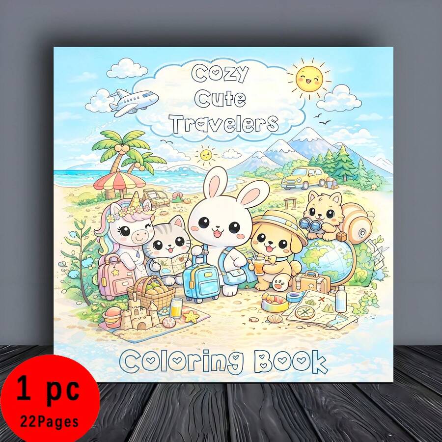 Cozy Cute Travelers Coloring Book – 22 Pages – Cozy Cute Animals - Single Piece - View 1