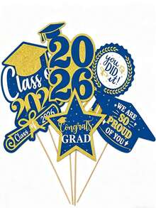 1/6pcs 2026 Graduation Party Decorations,Graduation Decorations, Tabletop Vase Inserts And Cake Toppers,Graduation Party Table Decor,Graduation Decor,2026 Graduation Decorations, Graduation Centerpieces, Graduation Season Kitchen & Dining Room Decor - Multicolor - View 8