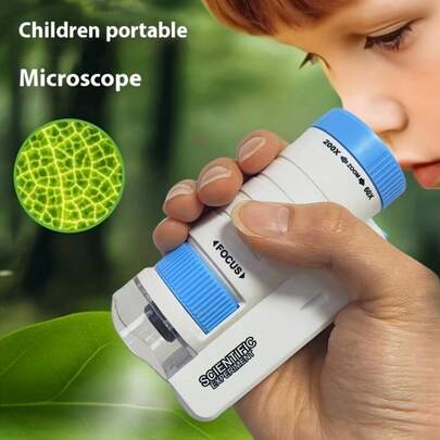 Kids Handheld Microscope Toy, 60X-200X Magnification Portable Science Toy,HD Biological Observation Tool For Kids Science Educationl Microbiological Observation Outdoor Exploration-Non-Professional Microscope Toy For Boys Girls,Ideal Gift For Christmas/NewYear/Holiday/Easter/Back-To-School/ Halloween /Thanksgiving/Children's Day,