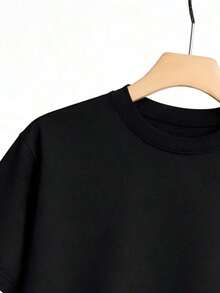 Camiseta Casual Mujer Estilo Relajado con Estampado de Cereza y Lazo Grande Cuello Redondo Manga Corta Primavera Verano Diario - Negro - Ver 5