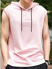 Hooded Tank Top In 100% Cotton Mesh - Rusty Rose - View 6
