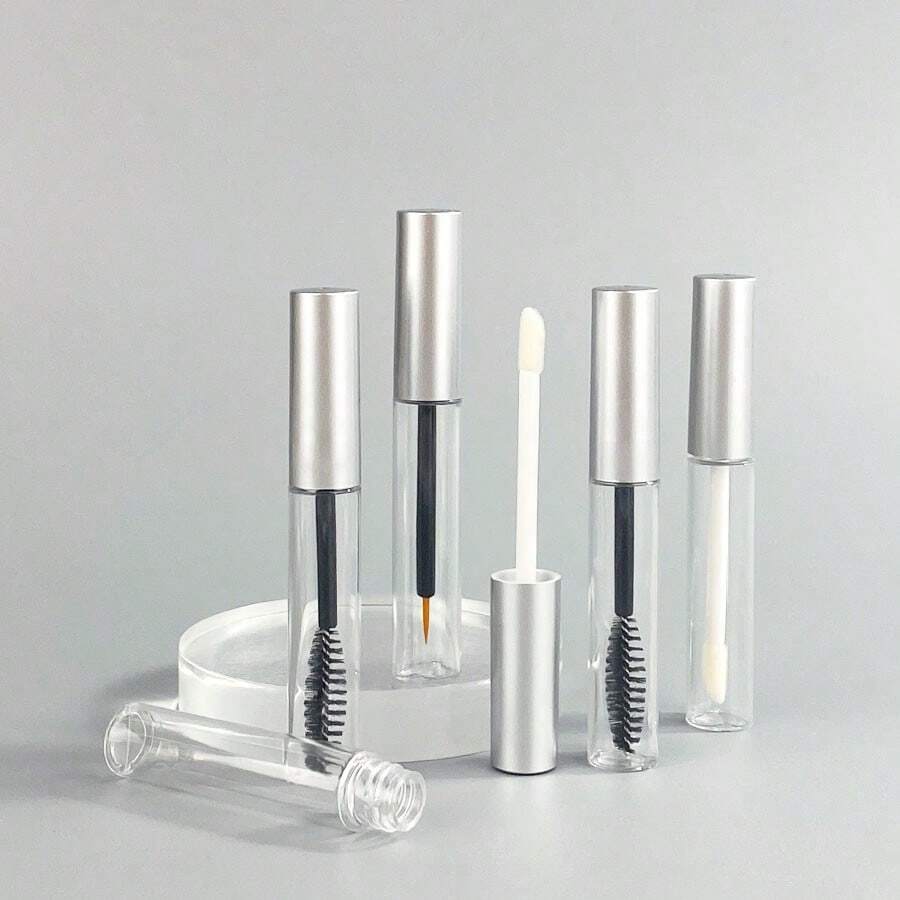 1/5/10个装玫瑰金可填充化妆品容器,5毫升透明眼线/睫毛膏空瓶,带漏斗 - 銀色 - 查看 1