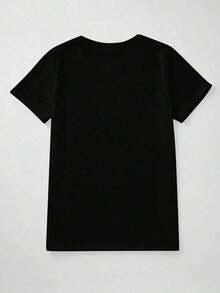 Camiseta de mujer moderna, informal, para fiestas y para estar en casa, 100% algodón, corte holgado..LadyCasualShort-SleevedT-Shirt,RoundNeck,StretchFabric,RegularLength,AndFashionable-VintageStreetStyleUnisexLooseCottonShortSleeveCrewNeckT-Shirt - Negro - Ver 2