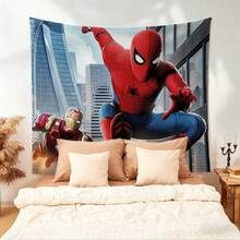 1pcs Cartoon A Vengers S Uperhero Wall Tapestry Backdrop, Iron Man C Aptain America S Piderman Party Decorations For Photo Booth, Cute Hero Team Photography Background, Living Room Bedroom Aesthetic Wall Decor, Outdoor Indoor Celebration Banner, Backyard Party Photo Prop Supplies, School Event Poster Decor, Home Dormitory Wall Hanging Art - 多色-A - 查看 3