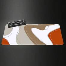 1pc Bohemian Style Abstract Brown Line Oversized Mouse Pad / Gaming Mouse Pad -- XXL Fabric Material -- Ultimate Tracking And Stability Performance -- Professional Gaming Grade Mouse Pad -- Non-Slip And Stable -- Full Desk Coverage -- PC Accessory -- Natural Beige And Brown Wavy Line Design Computer Keyboard And Mouse Pad, Suitable For Office, Home And Gaming Scenes - Bohemian Abstract Style - View 2