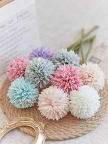 1/8 Bouquet Of Artificial Chrysanthemum, Dandelion, And Hydrangea Flowers, Suitable For Gifting To Friends, Brides, Wedding Decor, Home, Office, Cafe, And Party Use - White - View 6