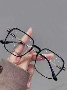 1pc Brown Square Decorative Glasses, Non-Prescription, Women's Street Fashion, Suitable For Daily Wear And Social Outings - Multicolor - View 6