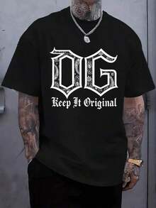 Camiseta casual para hombre% algodón lavado, 180g de algodón, talla, con estampado moderno, cuello redondo, manga corta, adecuada para todas las estaciones, versátil para todas las estaciones. - Negro - Ver 9