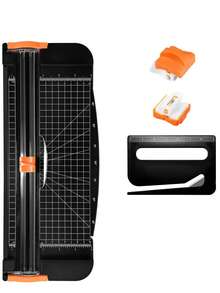 1pc A4 Paper Cutter With Automatic Safety Protection, Precise Side Ruler, Non-Slip Base - Ideal For Craft Paper, Gift Cards, Coupons, Labels And Photos - Durable Black Trimmer Suitable For Home And Office Use - Multicolor - View 11