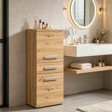 Multifunctional Home Style Bathroom Storage Cabinet With Drawer & 2 Doors, Ultra Slim Narrow Organizer For Small Spaces, Finished In Brown / Matte White / High Gloss White, Ideal For Bathroom, Bedroom, Kitchen, Towels - Multicolor - View 1