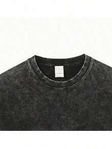 Camisetas Gráficas para Hombre, Estilo Vintage Lavado, con Estampado de Ojos Rojos - Estilo Urbano Harajuku, Camiseta Holgada de Hip-Hop, Adecuada para Todas las Temporadas, 100% Algodón - Negro - Ver 3