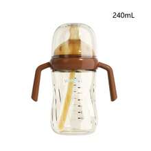 Taza con pajita para bebé anti-cólicos de material PPSU - Con marca de detección de temperatura, anti-salpicaduras y anti-fugas, asa ergonómica, taza de entrenamiento para bebés de 6+ meses - Café integral - Ver 10