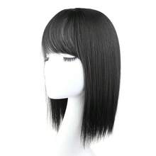 25cm Wig Piece Straight Hair Toppers Hairpiece Anti-Slip Clip In Women Bangs Fringe Natural Hair Extensions Wig - Black - View 2
