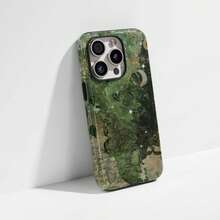 Una elegante funda para teléfono que no incluye cordón ni soporte Shockproof Design Retro & Floral Pattern Phone, 70s Floral Collage Boho Style, Fit 17 16 15 14 Plus 13 12 11 Pro Spring - Verde - Ver 8