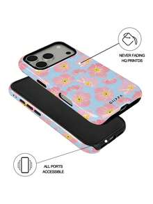 An Elegant Phone Case That Does Not Include A Lanyard Or Stand. This 17 Pro Phone Case Features A Pink Floral Design And A Soft Yellow Base, And Is Compatible With The  16 Pro, 15 Pro, And 14 Pro. A Stylish And Unique Korean-Inspired Phone Case, Compatible With The  11, 12, 13, 14, 15, And 7 Pro Plus. Its Elegant Design Is Suitable For Both Men And Women. A Perfect Gift For Girlfriends On Christmas, Valentine's Day, Easter, Wedding Season, And Birthdays. - 淺藍色 - 查看 3