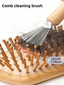 Stainless Steel Comb With Wooden Handle, Cleaning Claw Comb, Air Cushion Comb, Hair Cleaning Tool, Home Cleaning Rake - A - View 2