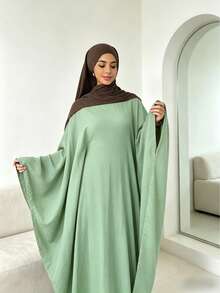 1 chiếc áo Abaya Hồi giáo màu trơn, mềm mại, thanh lịch và trang nhã, ôm eo, nhẹ nhàng và tiện lợi cho các hoạt động hàng ngày. - Nhiều màu - Xem 6