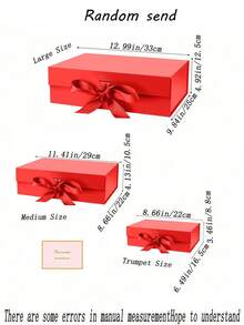 Red Gift Box With Ribbon, Suitable For Groom And Groomsmen, Magnetic Closure Design, Foldable Rectangular Luxury Gift Box, Ideal For Weddings, Christmas, Halloween, Birthdays And More - Red - View 3