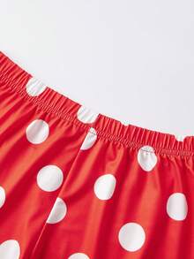 Women's Beach Shorts Dot Print Elastic Waist Mini Shorts Summer Fashion Stretchy Hot Pants - Rojo - Ver 6