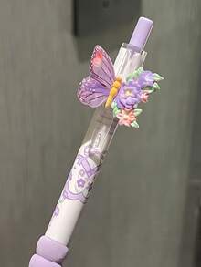 2 piezas Bolígrafos de gel con diseño floral y de mariposa, punta fina de 0.5 mm, escritura suave, tinta negra, alta calidad, adecuado para oficina y estudio, multifuncional, bolígrafo de estudiante de secado rápido - por defecto - Ver 5