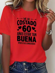 Camiseta Divertida de Moda para Mujer, Regalo de Cumpleaños Número 60 en Español, Manga Corta - Negro - View 10