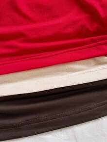 WYWH 3 piezas Parte superior de camisola acortada con textura de punto para mujer con decoración de hebilla metálica con forma de corazón hueco, ajustada y estilizadora, adecuada para Navidad, cita nocturna, discoteca, playa, crucero, té de la tarde, estilo bohemio, vacaciones - Multicolor 3 - Ver 6