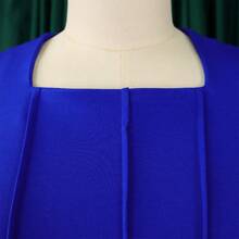 New Women's Plus Size Dress Autumn Winter Long Sleeve Ruffles Elegant OL Style - 寶藍色 - 查看 5