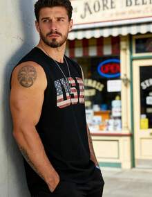 Mens 4th Of July Tank Top 1776 American Flag Patriotic Shirts Workout Muscle Sleevelees Tops - 預設 - 查看 3