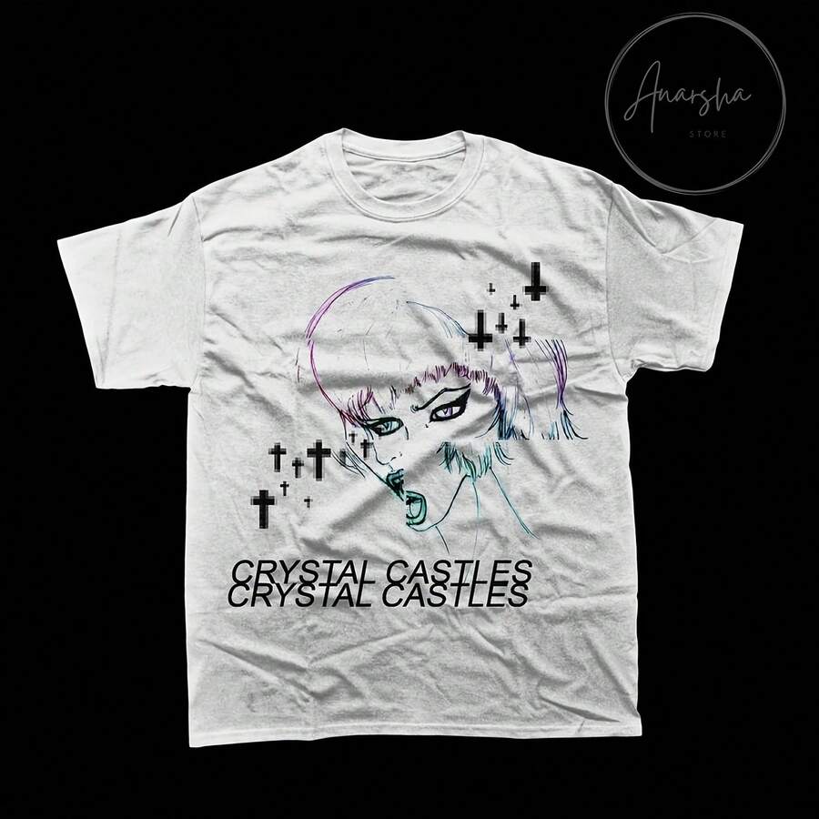 Crystal Castles Graphic Tee - AnarshaApparels Music Band T-Shirt - White - View 1