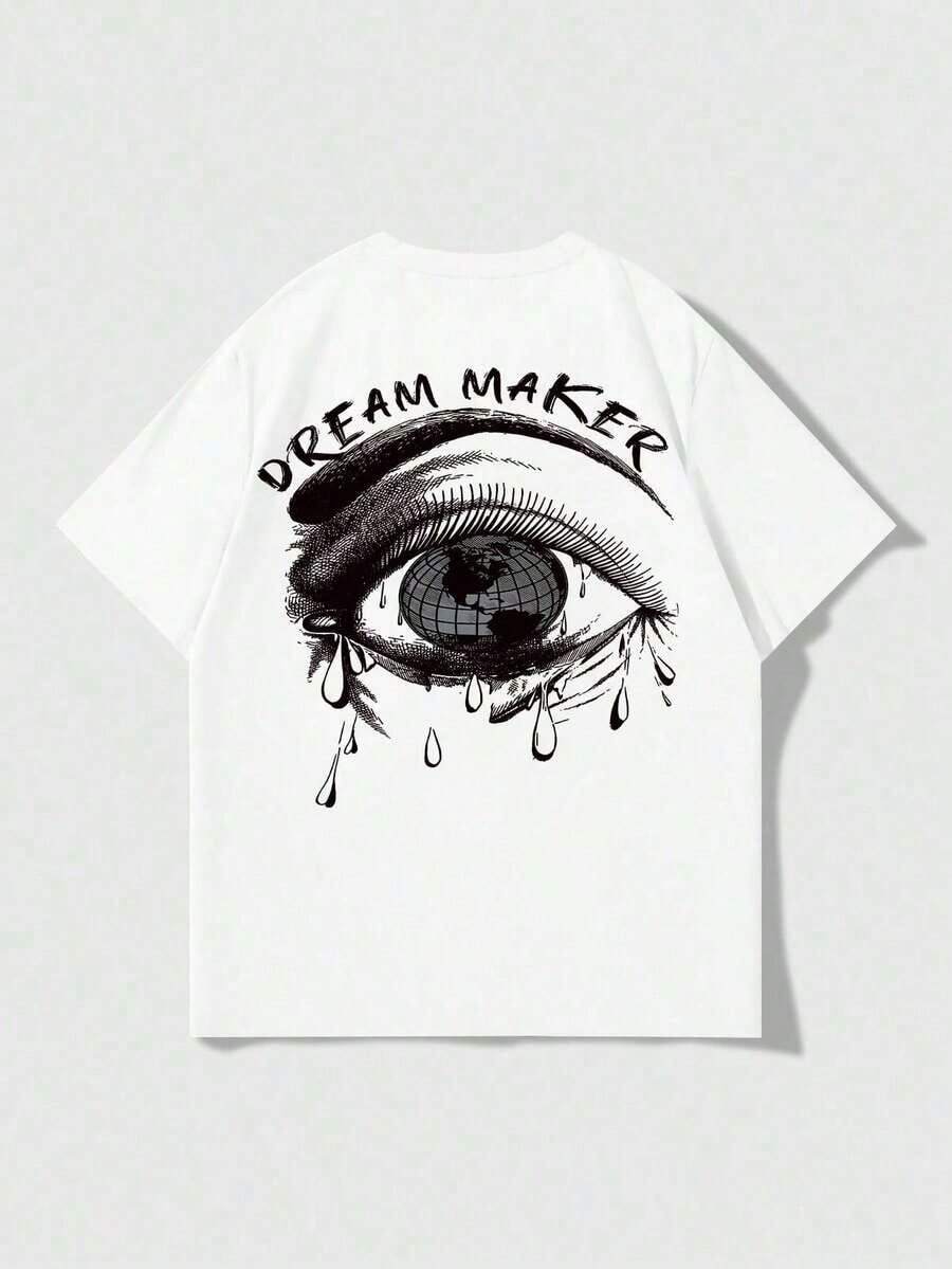 This Casual Women's Short-Sleeved Crew Neck T-Shirt In Black And White Features Cartoon, Letter, And Animal Prints, Making It Ideal For Summer, The Beach, And Vacations. Made From 200gsm 100% Pure Cotton, This High-Quality Short-Sleeved T-Shirt Is Soft And Comfortable, Making It An Everyday Essential. - 白色 - 查看 1