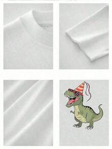 Cool T-Shirt, 220gsm Heavyweight Cotton, With A Fun Dinosaur Wearing Sunglasses, Perfect For Casual Wear, Birthday Parties, Or As A Gift For Dinosaur Lovers - A Cool And Unique Present. CEJZ JGCO T-Shirt - 白色 - 查看 3
