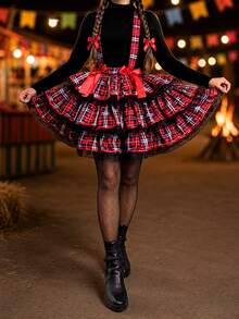 Short Round Skirt Country June Festival Quadrilha Arraiá São João Adult - Chân váy kẻ caro 2 - Xem 1
