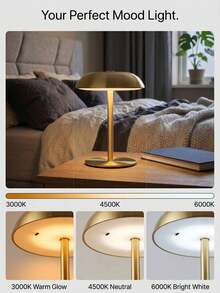 Nordic Cordless Table Lamp, 1200mAh Rechargeable Battery Powered LED Bedside Night Light With 3-Level Touch Dimming, Minimalist Design For Bedroom Living Room Cafe - AA - View 5