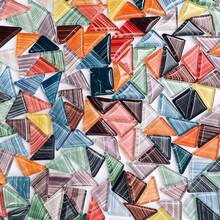 180g Streaked Triangular Glass Mosaic Tiles In Mixed Colors, Smooth-Edged, Ideal For DIY Crafts Like Coasters And Frames. Translucent Texture, For Hobbyists, Cost-Effective Bulk Pack. - A - View 2
