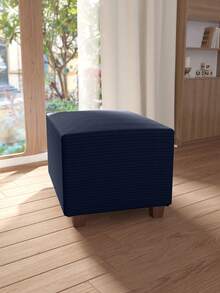1pc Solid Color Footstool Cover, Suitable For Living Room & Bedroom, Sofa Footrest Cover, Modern Minimalist, All Season - Navy Blue - View 2