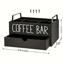 1pc Retro Wooden Coffee Bar Storage Rack, Countertop Coffee Capsule Holder, Desktop Coffee & Tea Accessories Storage Box, Farmhouse Style Coffee Accessory Storage Box, Bar Decor, Home Organization, Back To School Decor - Multicolor - View 6