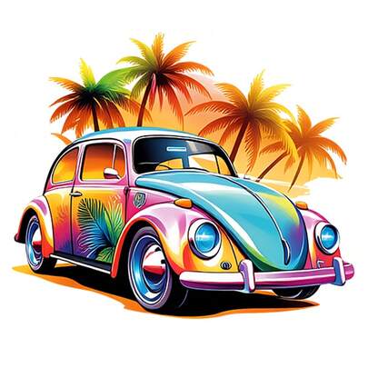 1/2/3pcs Summer Beach Sports Car Decals, Suitable For DIY Heat Transfer Printing On T-Shirts, Pillows, Etc. Available In Multiple Colors, Durable And Washable Plastic Stickers For Backpacks, Cushions, Pants, Sofa Covers, High-Quality T-Shirt Prints That Are Washable And Fade-Resistant.